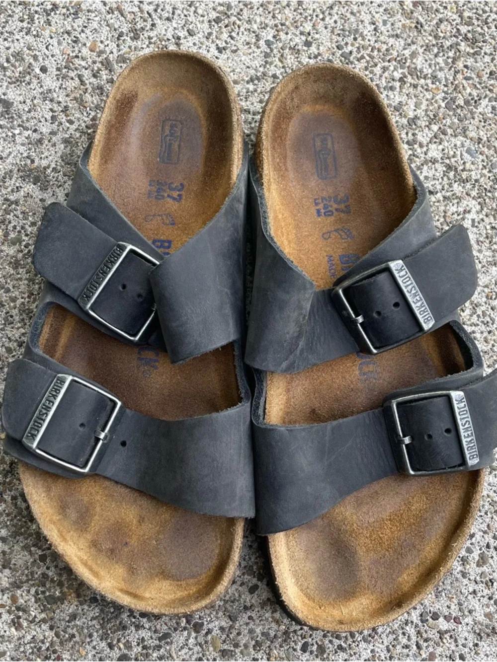 Birkenstock Arizona Soft Footbed Sandals Gray Leather Shoes Size 37 EU Womens 6 - Picture 9 of 16